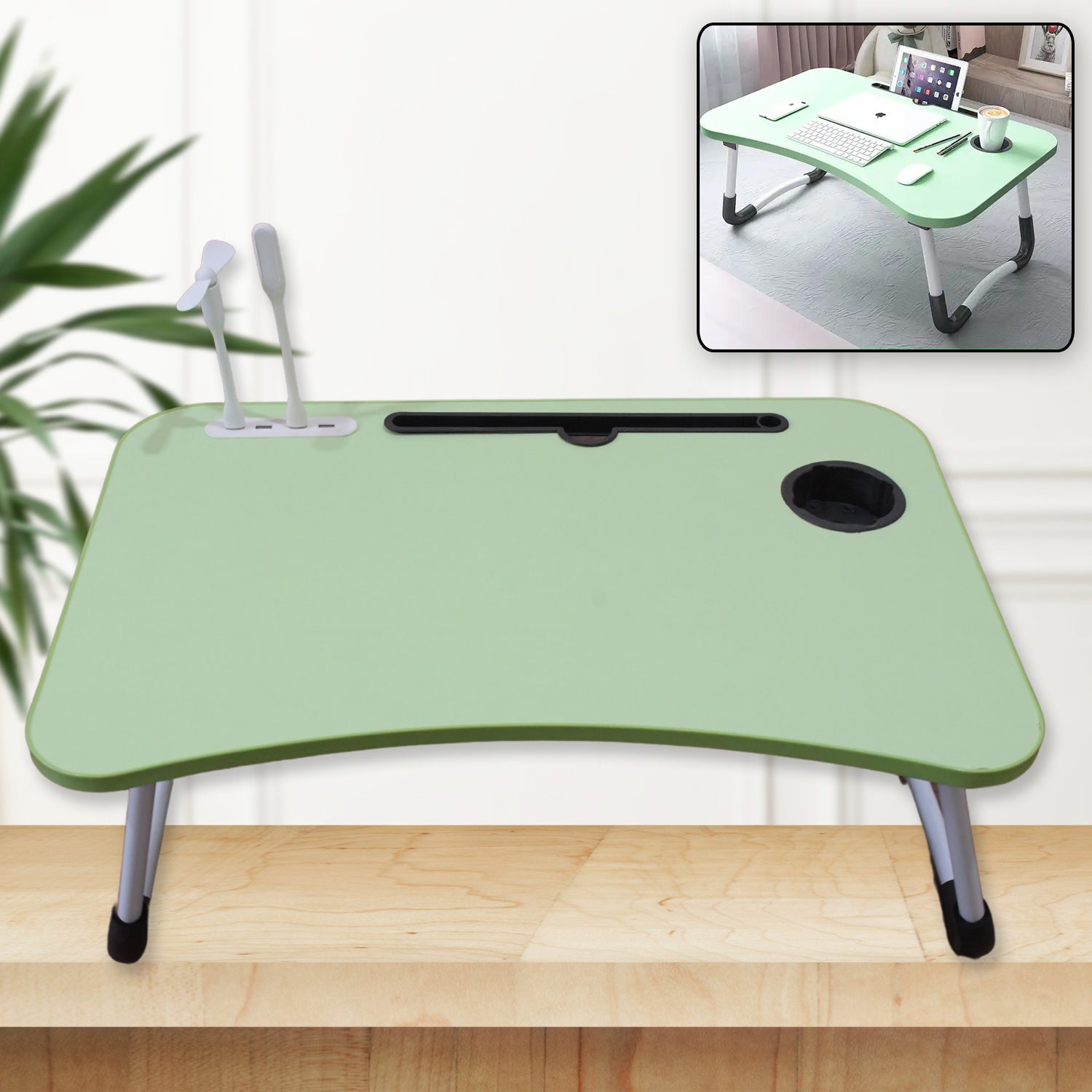 7892 MultiPurpose Study Table Foldable Portable Notebook Bed Lap Desk Tray Stand Reading Holder with Coffee Cup Slot, Drawer, Fan, USB Cable & Light for Breakfast, Reading & Movie Watching (1 Pc Mix Color) 7892 MultiPurpose Study Table Foldable Portable Notebook Bed Lap Desk Tray Stand Reading Holder with Coffee Cup Slot, Drawer, Fan, USB Cable & Light for Breakfast, Reading & Movie Watching (1 Pc Mix Color)